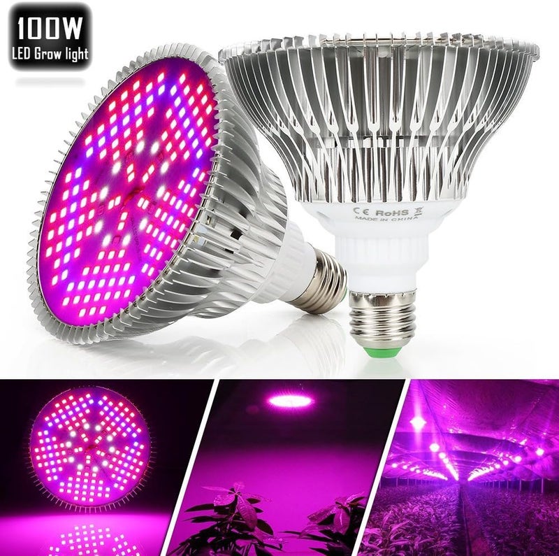 highydroLED [Pack of 2] 100W Led Plant Grow Light Bulb, Full Spectrum 150 LEDs Indoor Plants Growing Light Bulb Lamp for Vegetables Greenhouse and Hydroponic, E26 E27 Base Grow Light Bulbs, AC 85~265V - Image 5