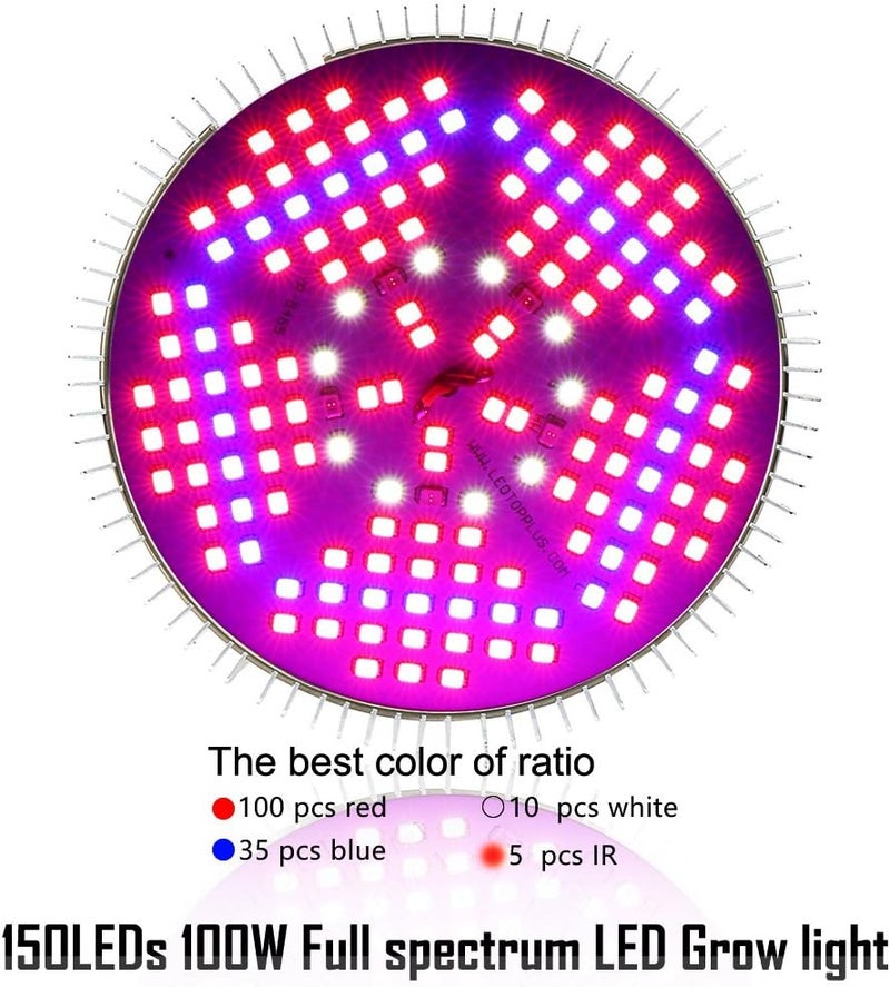 highydroLED [Pack of 2] 100W Led Plant Grow Light Bulb, Full Spectrum 150 LEDs Indoor Plants Growing Light Bulb Lamp for Vegetables Greenhouse and Hydroponic, E26 E27 Base Grow Light Bulbs, AC 85~265V - Image 3