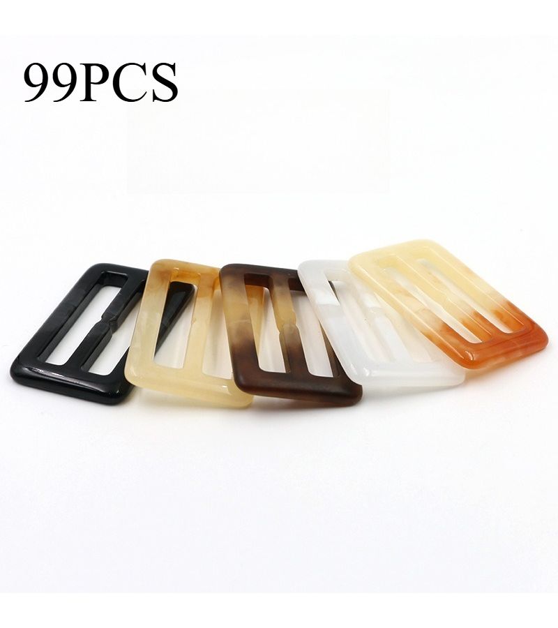 99pcs Matt Black Flower Resin Belt Buckles 25mm Rectangular Button Fasteners for Trench Coats Overcoats - Image 1