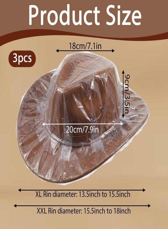 3 قطع غطاء مطر لقبعة رعاة البقر مقاس XXL، ملحقات غطاء قبعة رعاة البقر، قبعات وأغطية رأس، واقي قبعات بلاستيكي مقاوم للماء لحماية قبعات الرجال من المطر - Image 2
