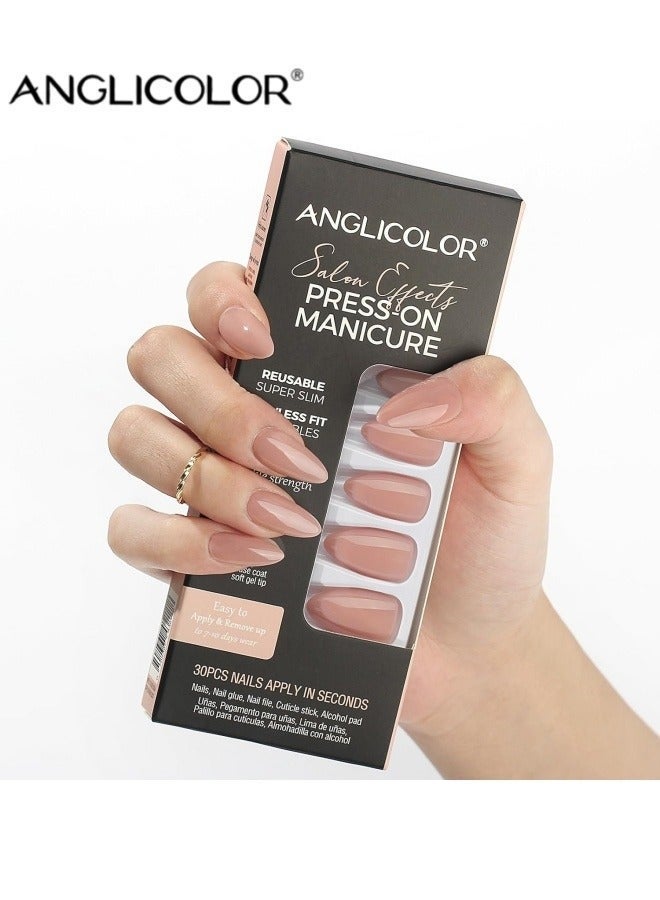 Anglicolor 30 Pieces Press On Nails, Seamless and Removable Nail Stickers, French Pastel Press On Nails, Reusable False Nails, Fack Nails, 15 Sizes - A111 - Image 4
