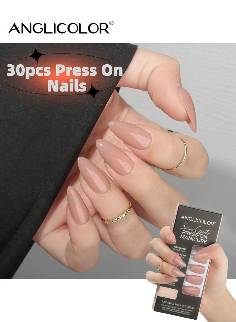 Anglicolor 30 Pieces Press On Nails, Seamless and Removable Nail Stickers, French Pastel Press On Nails, Reusable False Nails, Fack Nails, 15 Sizes - A111 - Image 1