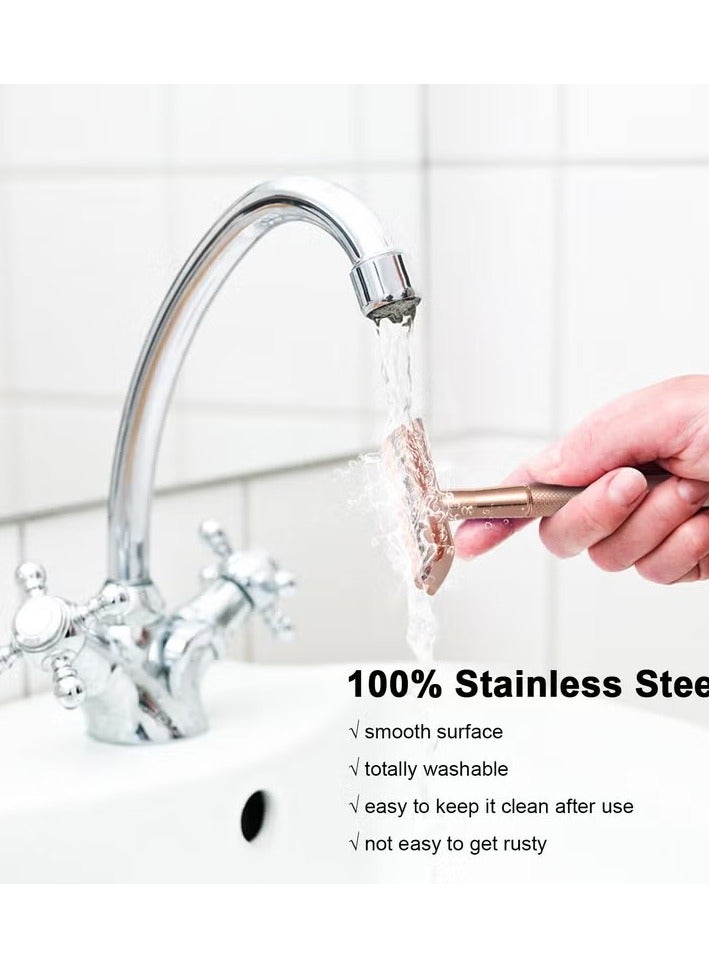 أوريتي شفرة حلاقة مزدوجة الحافة من الفولاذ المقاوم للصدأ باللون الذهبي الوردي 13.4 × 4 × 6.5 سم - Image 4