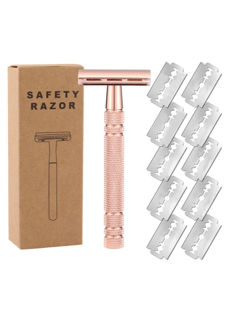 أوريتي شفرة حلاقة مزدوجة الحافة من الفولاذ المقاوم للصدأ باللون الذهبي الوردي 13.4 × 4 × 6.5 سم - Image 3