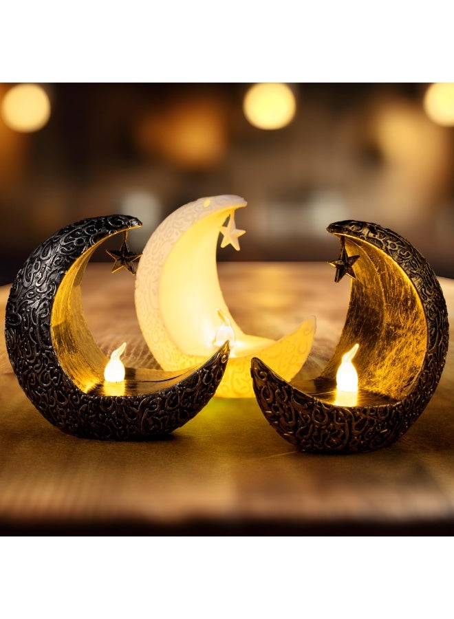 تشيلور ٦ قطع من فوانيس رمضان LED، فانوس عيد مبارك، فوانيس رمضان مبارك، زينة على شكل نجمة قمرية، أضواء رمضان كريم، هدية فانوس شموع، ديكورات رمضانية إسلامية (ذهبي، أبيض، فضي) - Image 1