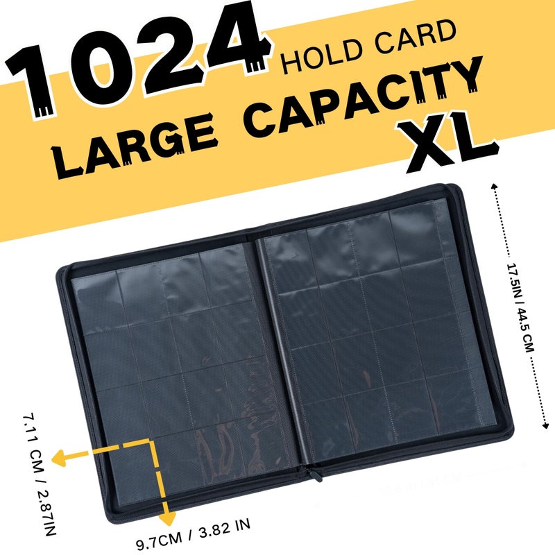 KUOOKING 1000+ Pockets Trading Card Binder, 16-Pocket Card Ablum Compatible with MTG,Sports Cards & Other Standard Size Trading Cards (Black) - Image 3