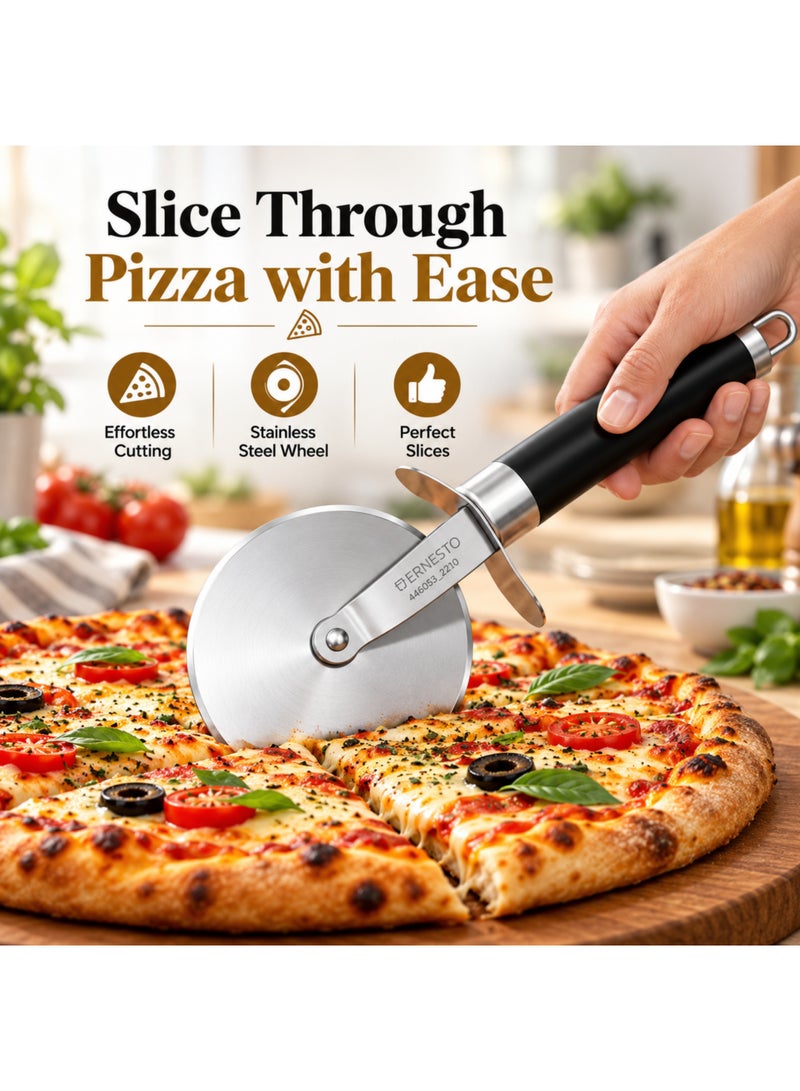 Beram Stainless Steel Pizza Cutter Wheel Black with Sharp Rolling Blade & Comfortable Grip Handle, Easy Pizza Slicer for Thin & Thick Crust, Pastry, Flatbread and Everyday Kitchen Use - Image 5