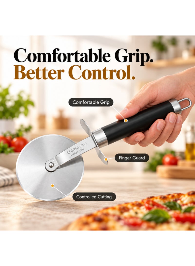 Beram Stainless Steel Pizza Cutter Wheel Black with Sharp Rolling Blade & Comfortable Grip Handle, Easy Pizza Slicer for Thin & Thick Crust, Pastry, Flatbread and Everyday Kitchen Use - Image 3