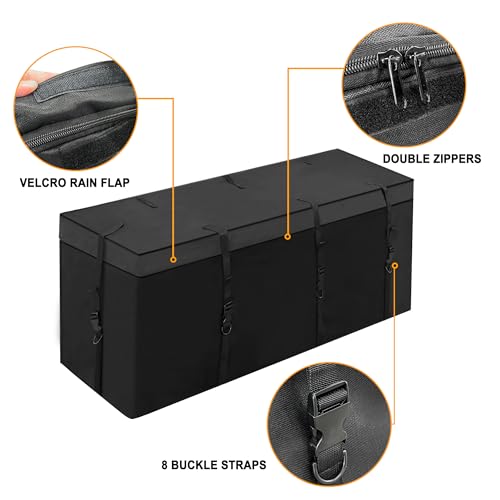 MDSTOP Hitch Cargo Carrier Bag, Waterproof Cargo Bag, 12.5 Cu Ft 53"x20"x20" Rainproof Vehicle Soft-Shell Carriers, with 8 Reinforced Straps for Vans Truck Pickup (Black, 12.5 cu. ft 53"x20"x20") - Image 5