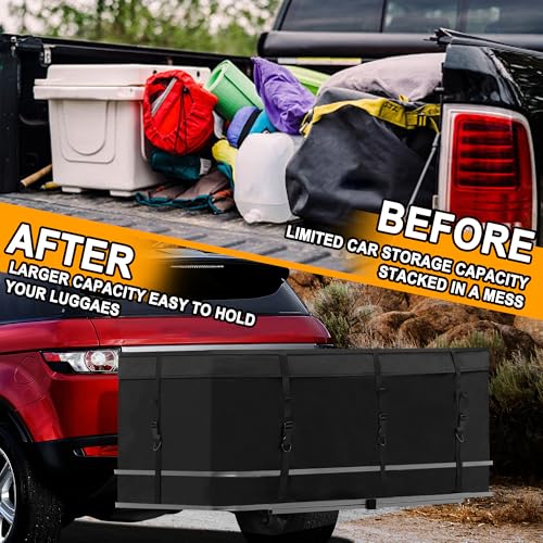 MDSTOP Hitch Cargo Carrier Bag, Waterproof Cargo Bag, 12.5 Cu Ft 53"x20"x20" Rainproof Vehicle Soft-Shell Carriers, with 8 Reinforced Straps for Vans Truck Pickup (Black, 12.5 cu. ft 53"x20"x20") - Image 2