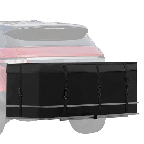MDSTOP Hitch Cargo Carrier Bag, Waterproof Cargo Bag, 12.5 Cu Ft 53"x20"x20" Rainproof Vehicle Soft-Shell Carriers, with 8 Reinforced Straps for Vans Truck Pickup (Black, 12.5 cu. ft 53"x20"x20") - Image 1