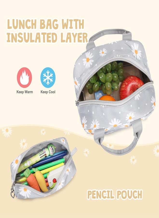 ACESAK Backpack with lunch bag, Gray Daisy, Large, Backpack - Image 5