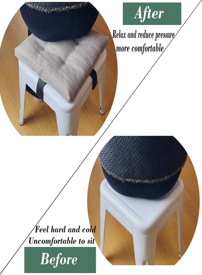 HFCNMY Bar Stool Cushions Square, 2 Pack Thick Square Seat Cushion Bar Stool Covers Kitchen Dining Chair Pads Padding with Ties Removable 12 in Coffee - Image 5
