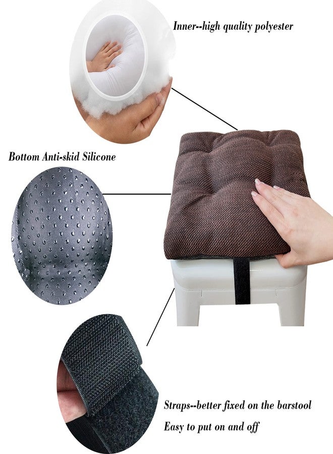 HFCNMY Bar Stool Cushions Square, 2 Pack Thick Square Seat Cushion Bar Stool Covers Kitchen Dining Chair Pads Padding with Ties Removable 12 in Coffee - Image 4