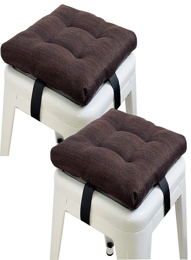 HFCNMY Bar Stool Cushions Square, 2 Pack Thick Square Seat Cushion Bar Stool Covers Kitchen Dining Chair Pads Padding with Ties Removable 12 in Coffee - Image 1