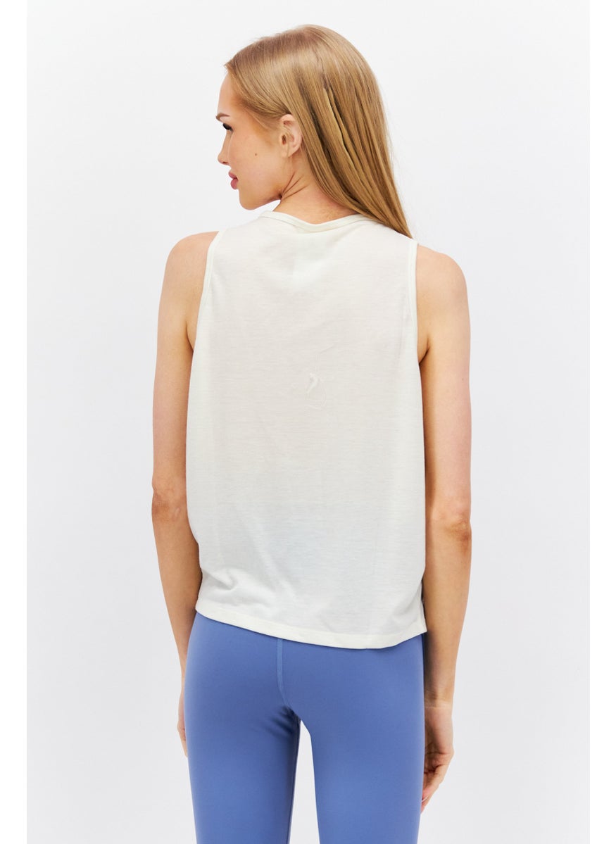 Reebok Women Sportswear Fit Sleeveless Yoga Tank Top, Ivory  - Image 3