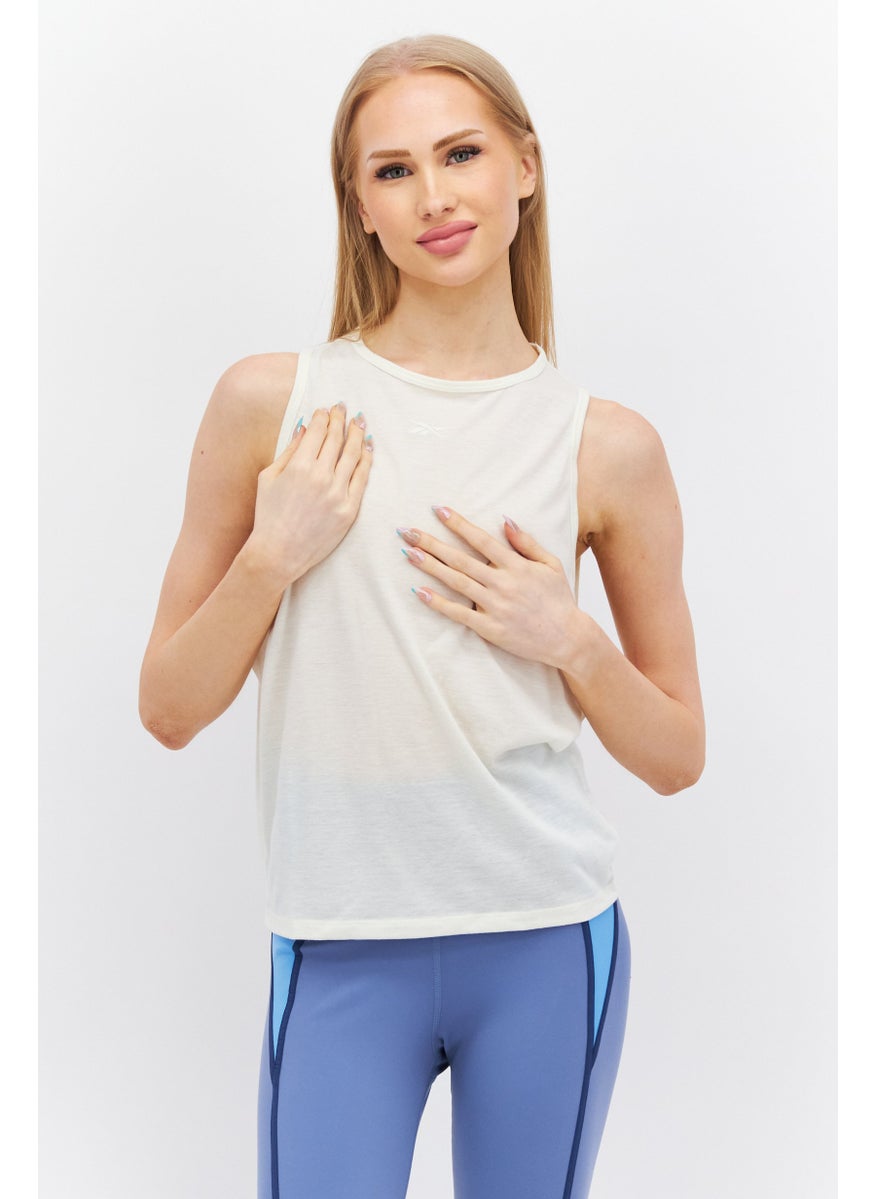 Reebok Women Sportswear Fit Sleeveless Yoga Tank Top, Ivory  - Image 1
