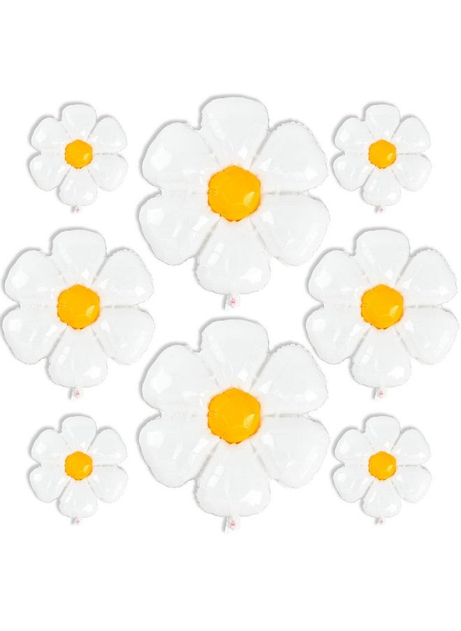 PartyWoo Daisy Balloons 8 Pcs Foil Flower Balloon Different Sizes Pack Balloons For Daisy Balloon Garland As Party Decorations Birthday Decorations Wedding Decorations Baby Shower Decorations  - Image 1