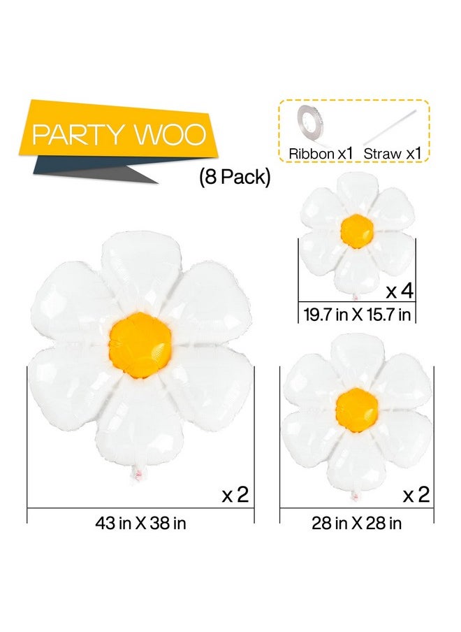 PartyWoo Daisy Balloons 8 Pcs Foil Flower Balloon Different Sizes Pack Balloons For Daisy Balloon Garland As Party Decorations Birthday Decorations Wedding Decorations Baby Shower Decorations  - Image 2