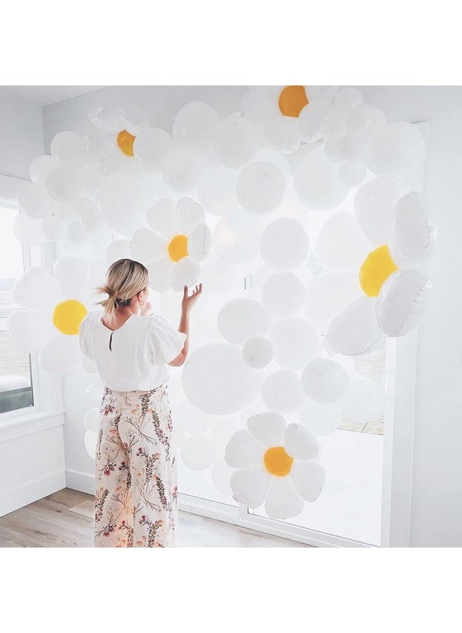PartyWoo Daisy Balloons 8 Pcs Foil Flower Balloon Different Sizes Pack Balloons For Daisy Balloon Garland As Party Decorations Birthday Decorations Wedding Decorations Baby Shower Decorations  - Image 3
