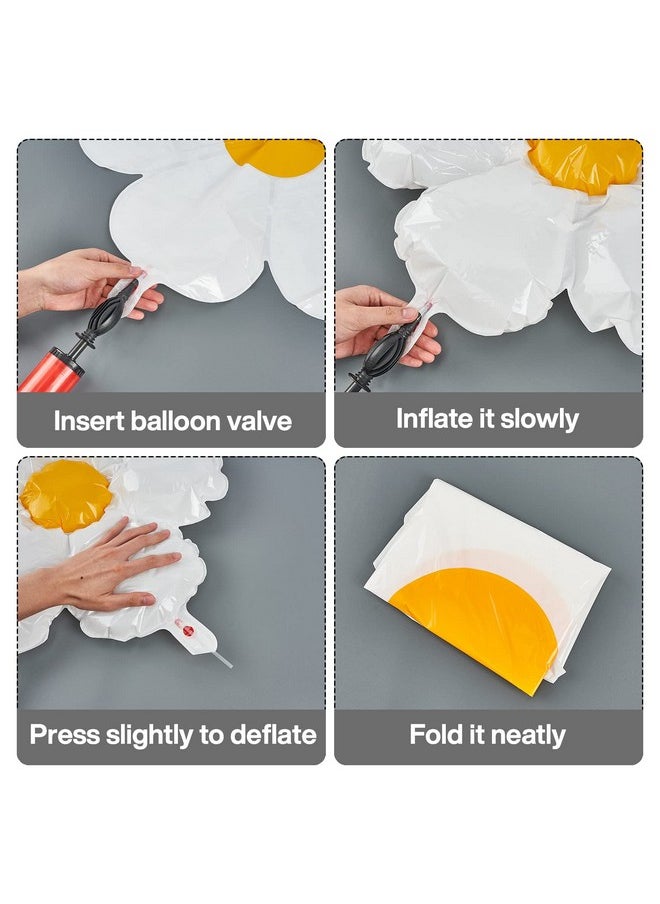PartyWoo Daisy Balloons 8 Pcs Foil Flower Balloon Different Sizes Pack Balloons For Daisy Balloon Garland As Party Decorations Birthday Decorations Wedding Decorations Baby Shower Decorations  - Image 4