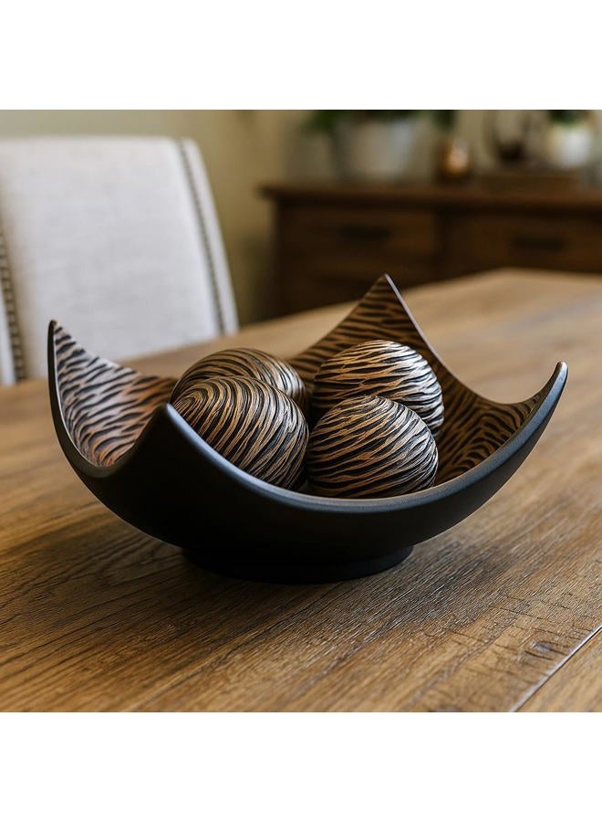 Seraphic Large Decorative Bowl for Home Decor Coffee, Kitchen, Dining Table Centerpieces, Orbs Included, Brown - Image 1