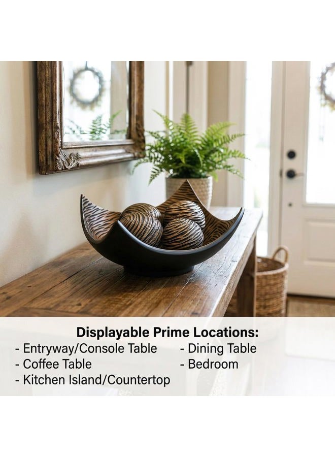 Seraphic Large Decorative Bowl for Home Decor Coffee, Kitchen, Dining Table Centerpieces, Orbs Included, Brown - Image 4