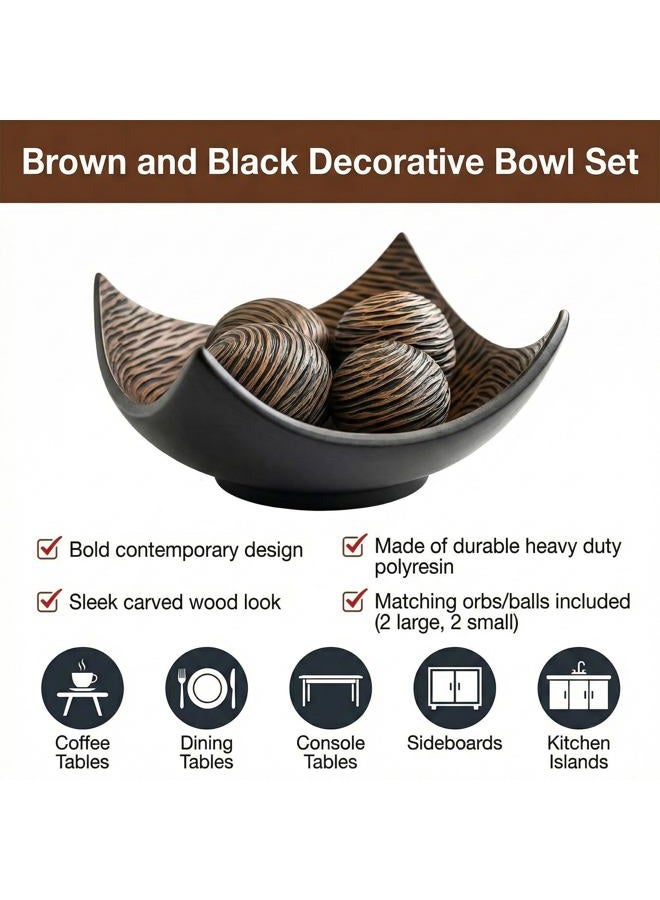 Seraphic Large Decorative Bowl for Home Decor Coffee, Kitchen, Dining Table Centerpieces, Orbs Included, Brown - Image 2