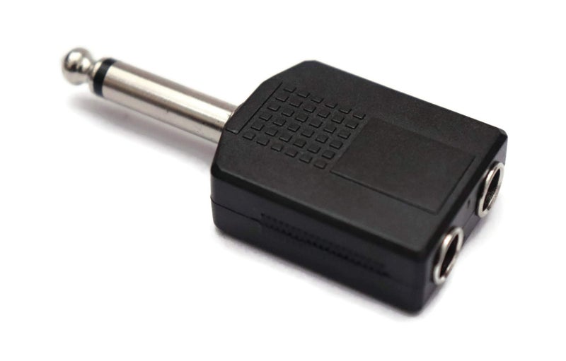 Electronicspices Electronic Spices Electronicspices 6.3MM MALE TO 2 X 6.3MM FEMALE 6.35mm Male to 6.35mm DUAL Female Stereo Headphone Auxiliary Audio Connector- (PACK OF 2) (6.3MM MALE TO 2 X 6.3MM FEMALE) - Image 1