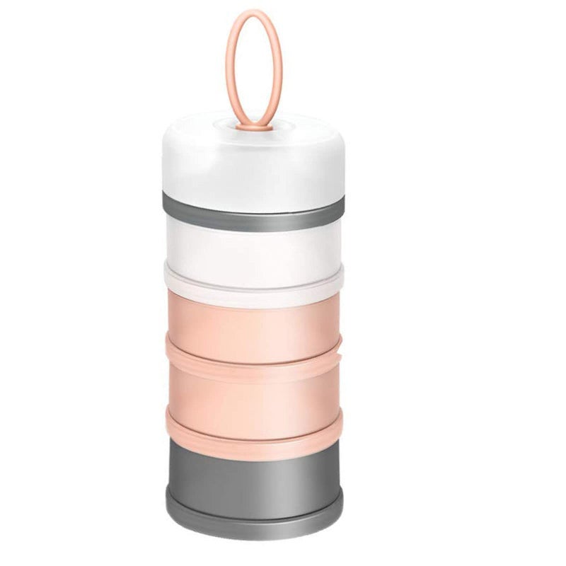 Kaptin Formula Dispenser,Non-Spill Portable Stackable Baby Milk Powder Dispenser,Snack Storage Container,BPA Free,4 Feeds (Pink) - Image 1