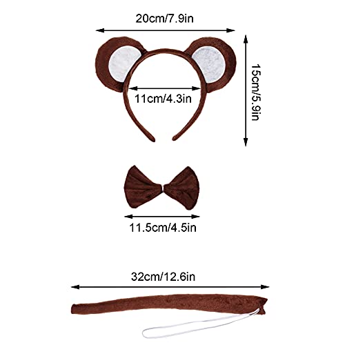 Jmkcoz Monkey Costume Tutu Set, Animal Fancy Dress Costume Kit, Monkey Ear Headband Bowtie Tail Bow Tie for Halloween Cosplay Party Decoration - Image 2