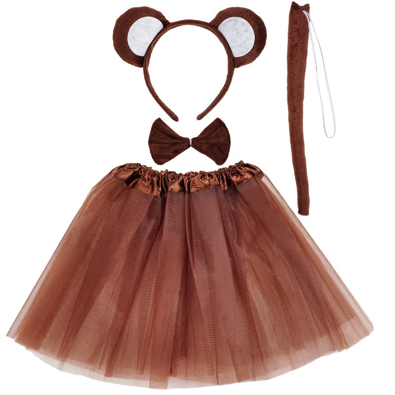Jmkcoz Monkey Costume Tutu Set, Animal Fancy Dress Costume Kit, Monkey Ear Headband Bowtie Tail Bow Tie for Halloween Cosplay Party Decoration - Image 5