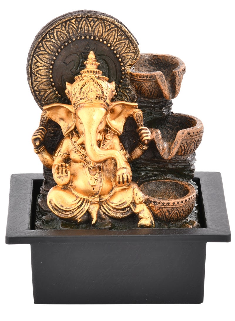 x-pression Indian Occasions, Home Décor Water Fountain yellow light operated by electrical pump GANESH 21 x 17x 25CM  - Image 1