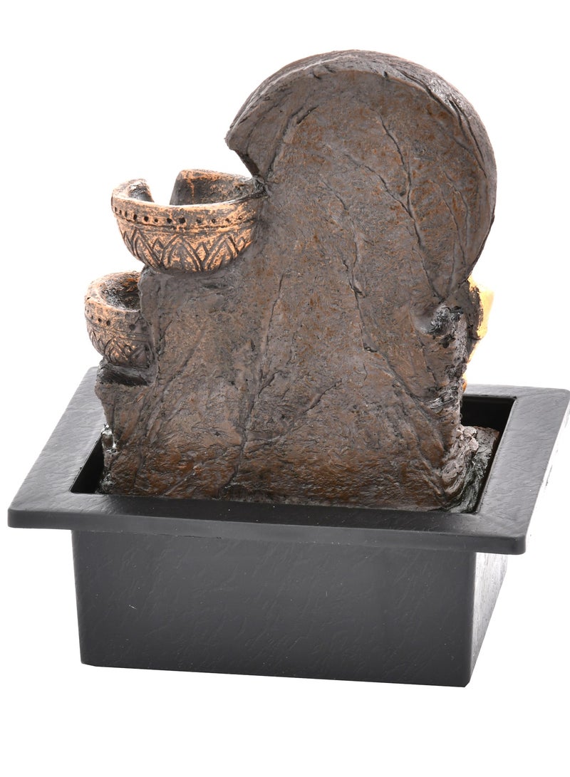 x-pression Indian Occasions, Home Décor Water Fountain yellow light operated by electrical pump GANESH 21 x 17x 25CM  - Image 4