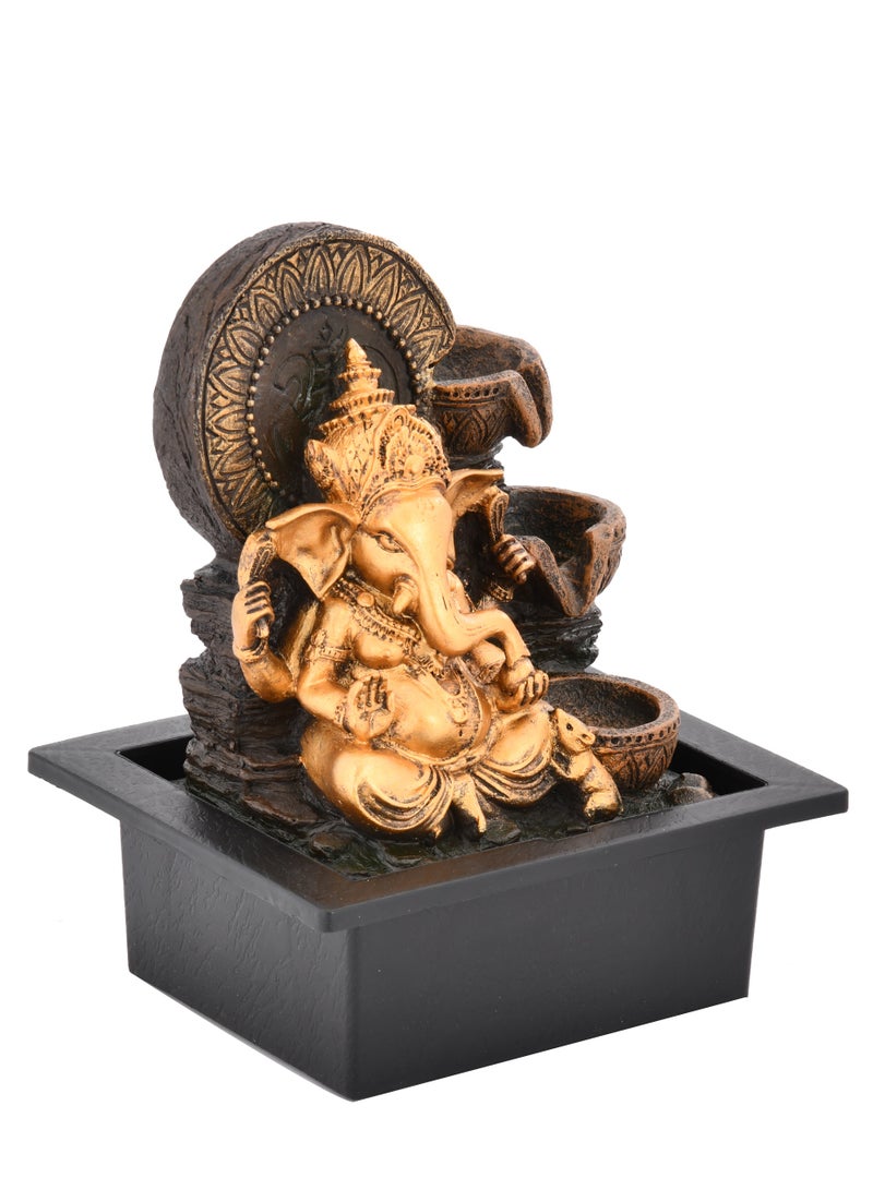 x-pression Indian Occasions, Home Décor Water Fountain yellow light operated by electrical pump GANESH 21 x 17x 25CM  - Image 2