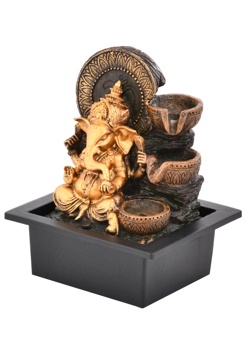 x-pression Indian Occasions, Home Décor Water Fountain yellow light operated by electrical pump GANESH 21 x 17x 25CM  - Image 3