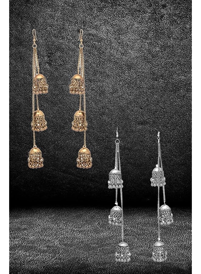 YouBella Gold Plated Stylish Jewelery Earrings Combo Of Two Afghani Jhumka Fancy Partywear Earrings For Girl'S And Women'S - Image 5