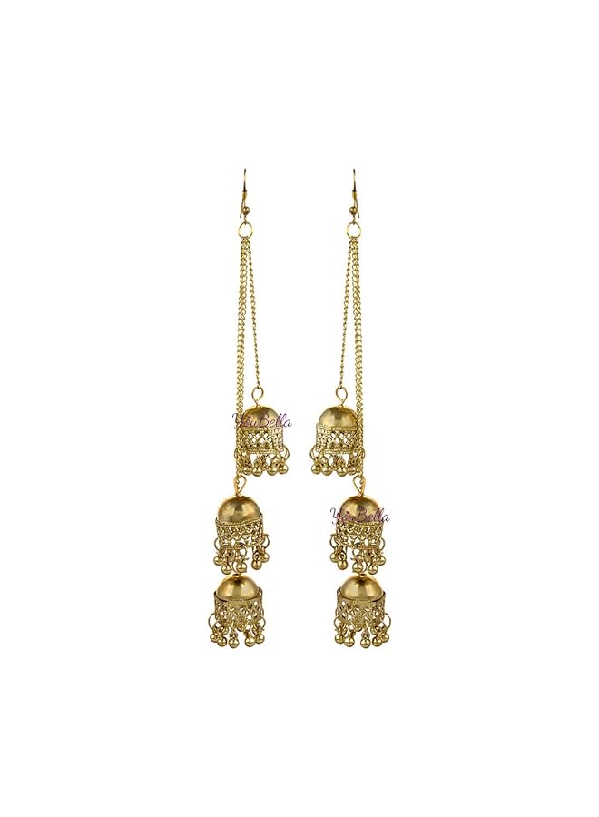 YouBella Gold Plated Stylish Jewelery Earrings Combo Of Two Afghani Jhumka Fancy Partywear Earrings For Girl'S And Women'S - Image 3