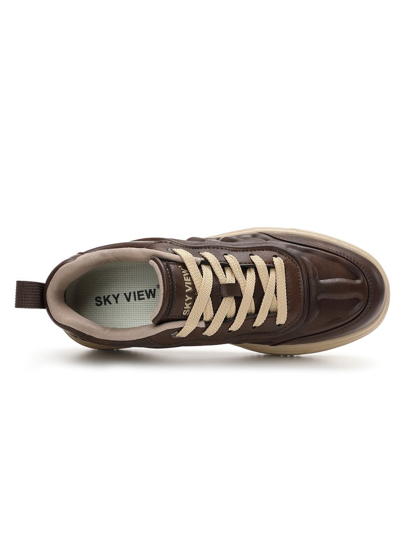 Sky View SKY VIEW Men's Fashion Shoes Ultrafine Fiber Vamp Casual Shoes For Men Non Slip Lace Up Chunky Sneakers Cushioned And Lightweight Low Top Walking Shoes  - Image 5