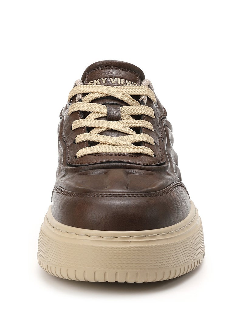 Sky View SKY VIEW Men's Fashion Shoes Ultrafine Fiber Vamp Casual Shoes For Men Non Slip Lace Up Chunky Sneakers Cushioned And Lightweight Low Top Walking Shoes  - Image 3