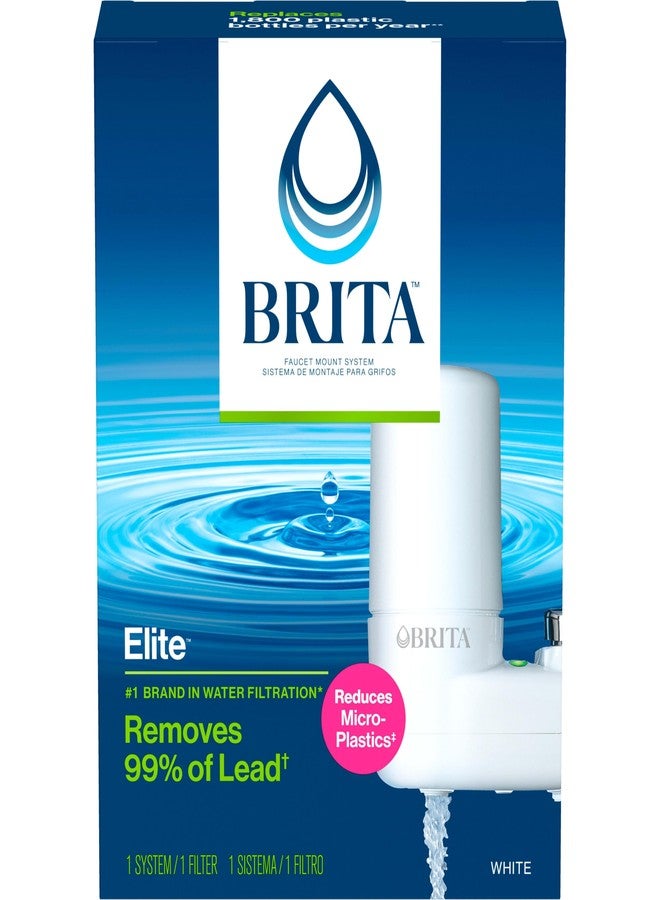 Brita Tap Water Filter System, Water Faucet Filtration System with Filter Change Reminder, Reduces Lead, BPA Free, Fits Standard Faucets Only - Basic, White