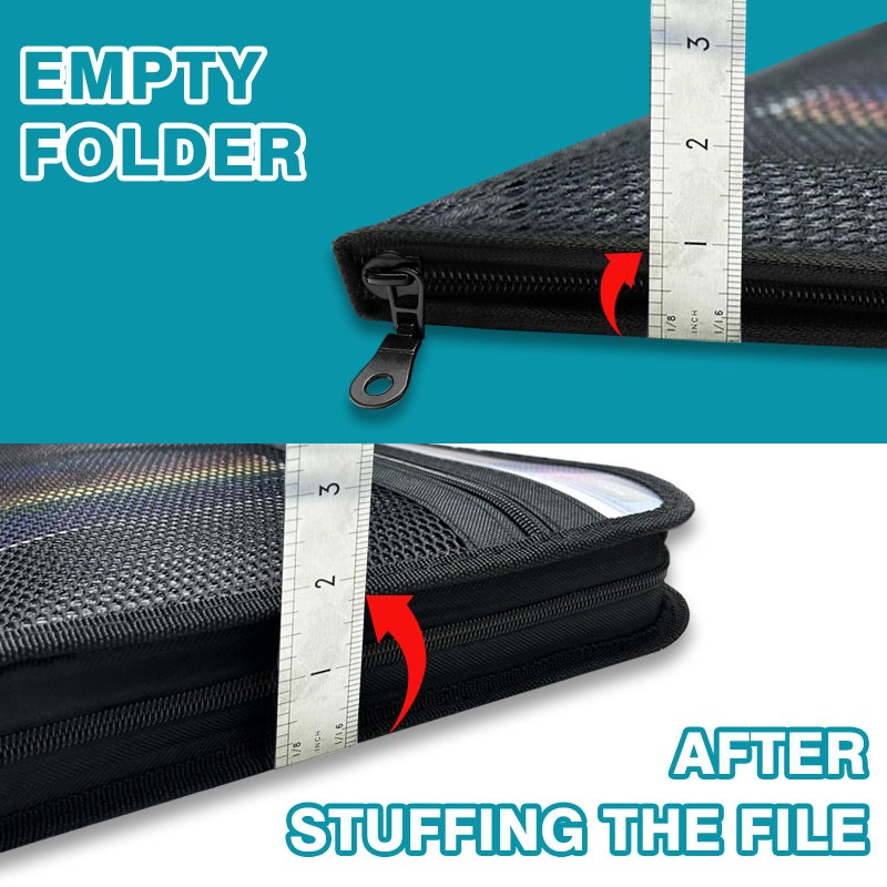 H4D Zippered Accordion File Organizer with Front Mesh Pouch, 13 Pocket Expanding File Folder, Fit for Documents Letter Size A4 Papers, Black - Image 4