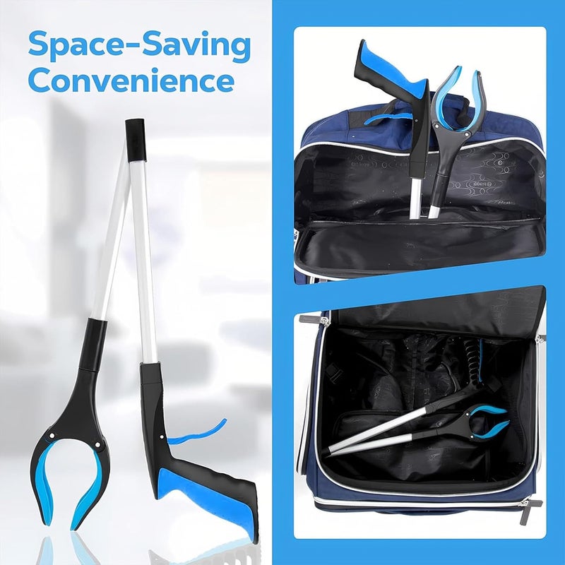SYTONGTONG 32” Grabber Reacher Tool, Foldable Gripper and Reaching Tool with Rotating Jaw, Strong Magnet Grabber Reacher for Elderly, Lightweight Extra Long Handy for Trash, Use with Wheelchair (Blue) - Image 5