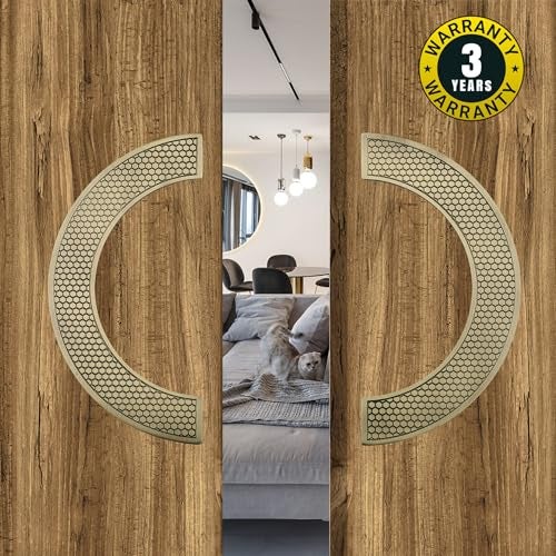 WODIX Classic 8 Inch Round C Shape Door Handle Stainless Steel for Wooden and Glass Door Handle for Main Door (Brass Antique) - Image 2