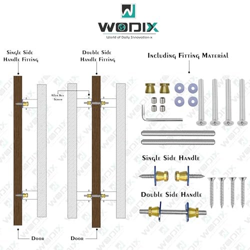 WODIX Classic 8 Inch Round C Shape Door Handle Stainless Steel for Wooden and Glass Door Handle for Main Door (Brass Antique) - Image 5