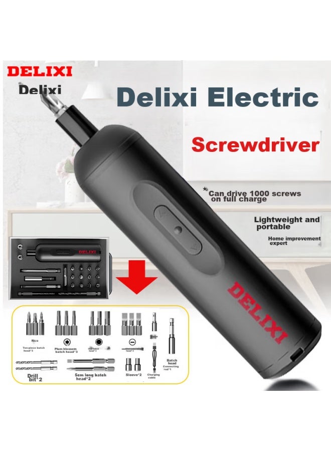 Delixi Delis Electric Rechargeable Household Maintenance Mini Lithium Electric Screwdriver Hand Drill Electric Batch Electric Drill Electric Screwdriver - Image 1