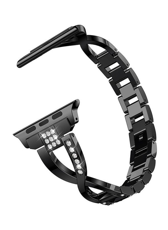 NIBEMINENT - Replacement Bling Strap X-Link For Apple Watch Nike+/Series 1/2/3/Sport 42mm Black - Image 1