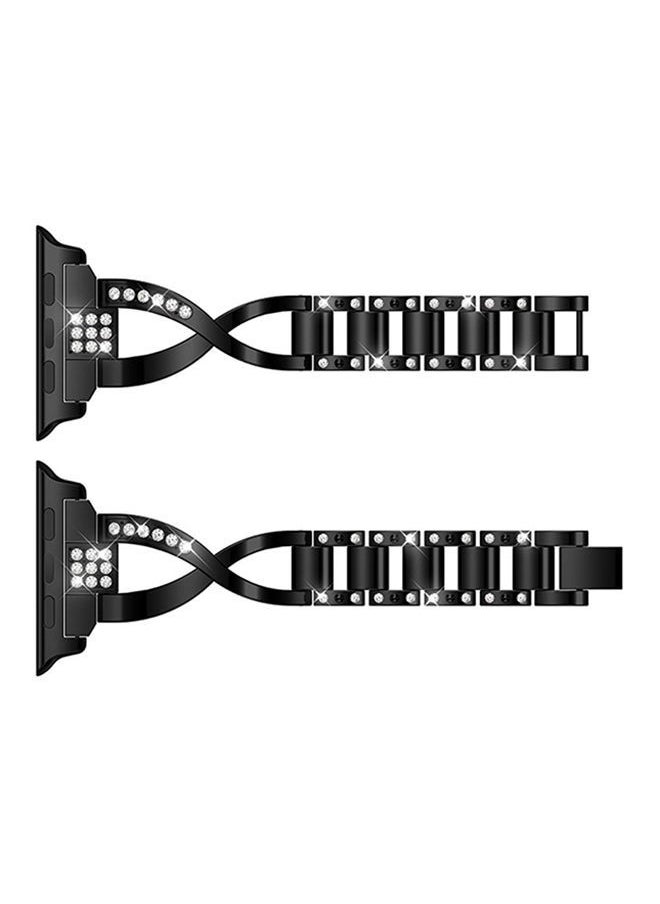NIBEMINENT - Replacement Bling Strap X-Link For Apple Watch Nike+/Series 1/2/3/Sport 42mm Black - Image 1
