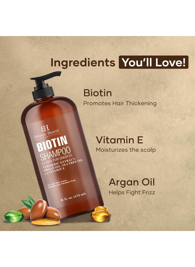 Botanic Hearth BOTANIC HEARTH Biotin Shampoo - 16 fl oz - Promotes Thicker, Fuller Hair - Hydrating & Nourishing Formula for Stronger Hair Growth - Sulfate-Free, Paraben-Free, Safe for All Hair Types  - Image 3