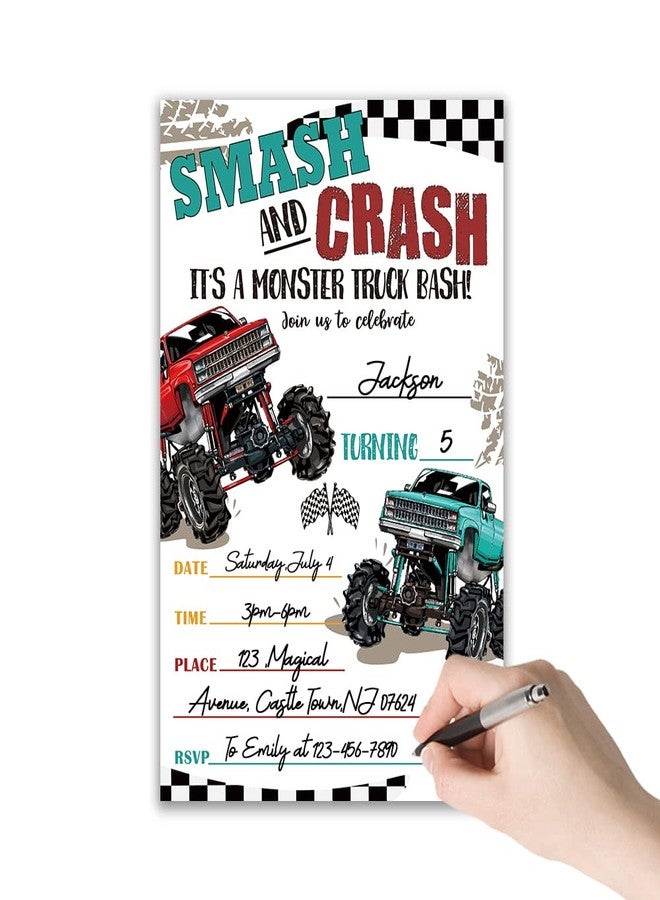 Grace Yonks Smash And Crash Invitation, Truck Birthday Invites, 20 Invitations and Envelopes, Birthday party Invitations, Birthday Party Supplies.(090) - Image 3